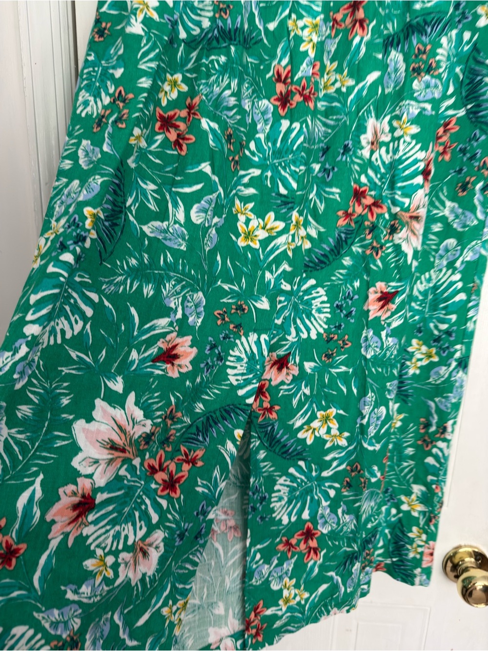 New Look Teal Floral Maxi Skirt Linen Blend XL - Picture 2 of 4